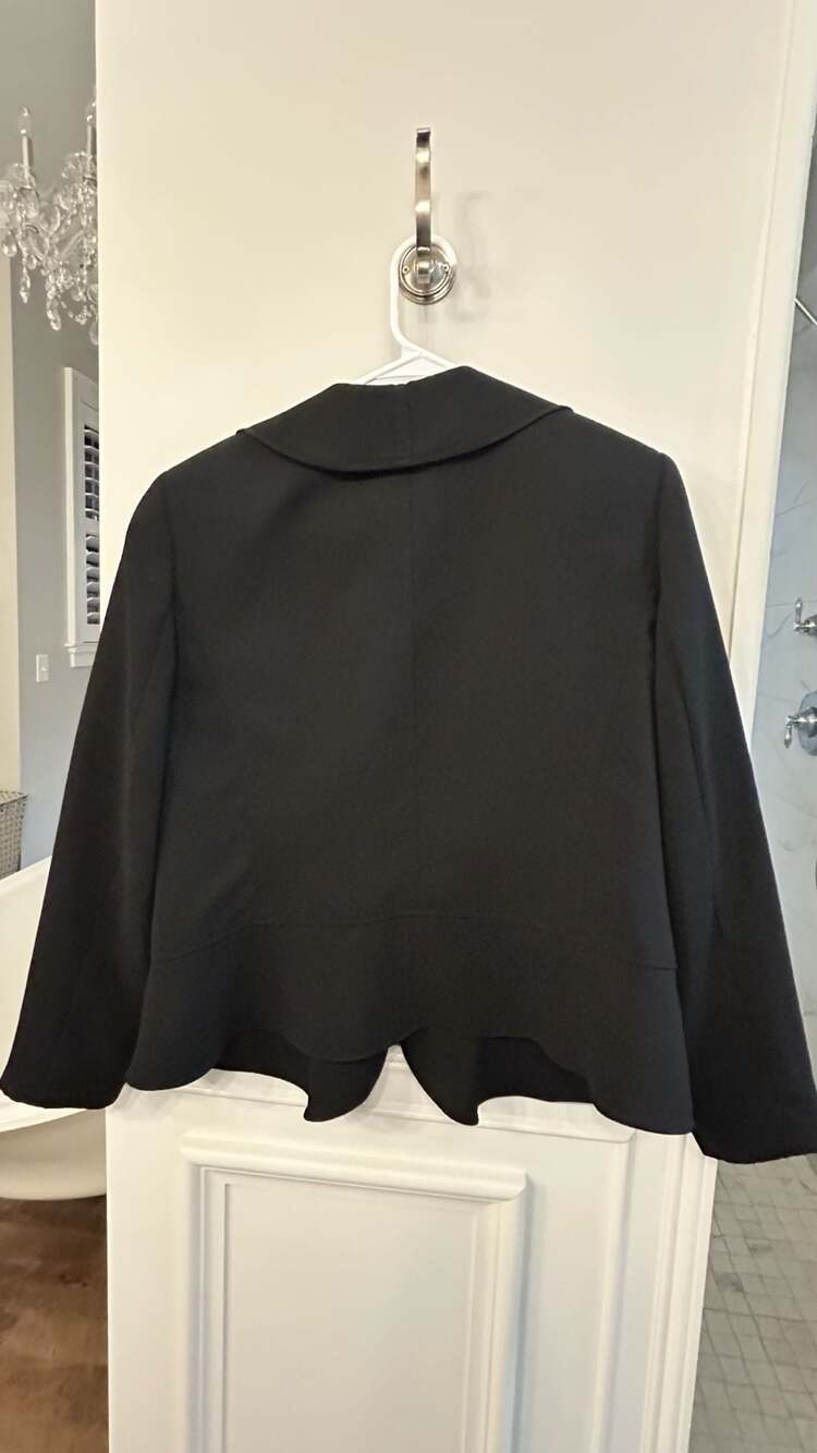 Alex Marie Woman Black Ruffle Collar Blazer Jacket - Picture 3 of 3